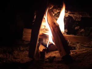 photo of kindling used to restart the blaze