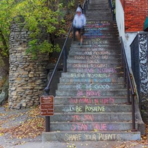 photo of steps with colored words and prophectic calls to action